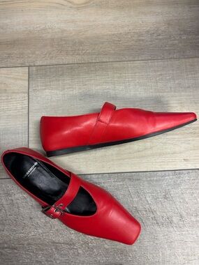 Vagabond Red Leather Wioletta Mary Jane Flats with Buckle Strap